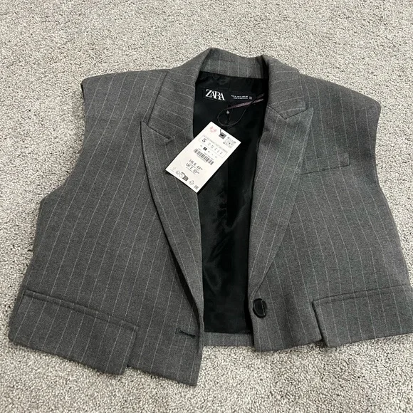 Zara Charcoal Pinstripe Vest and Pants Set - Picture 2 of 3